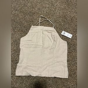 High Neck Linen Tank Top